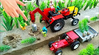 diy tractor tree planting machine science project | post hole digger machine | diy tractor trolley