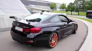 BMW M4 GTS pulling away at the BMW Welt, Munich