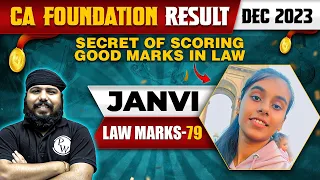 Secret to Scoring Good Marks In Law || CA Foundation Dec 2023 Topper 🔥 Janvi (Marks-325)