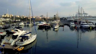 Aerial shots of Larnaca Marina, Cyprus in 4K