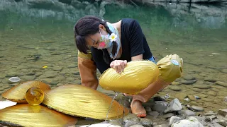 Uncover the mystery of treasure! The girl discovered a giant golden clam with charming pearls inside