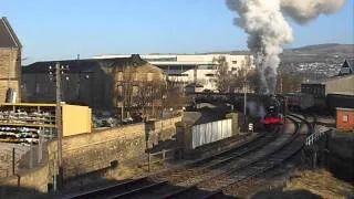 43924 pulls out of Keighley Station at the KWVR Winter Steam Gala, Saturday 2nd March 2013