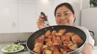 MEDALHÃO DE FRANGO NA FRIGIDEIRA MUITO FÁCIL | PEPINO EM LÂMINAS PRA SALADA