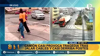 Camión de carga jala cables y por muy poco ocasiona una tragedia en el Callao (2/2)