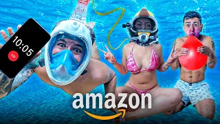 EL ÚLTIMO en RESPIRAR BAJO el AGUA con OBJETOS PROHIBIDOS de AMAZON