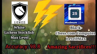 Lichess Stockfish[Level 8] Vs Chess.com[Maximum Level 25]🔥🔥🔥