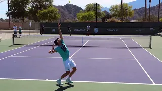 Dominic Thiem Serve & Return Training Indian Wells Court Level View - ATP Tennis Serve Technique