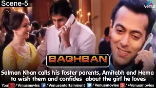 Salman calls his foster parents, Amitabh & Hema to wish them and confides  about the girl he loves