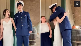 Soldiers Coming Home Surprise 2023 | Marine Surpises his sister on her wedding day!