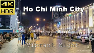 4K HDR | Ho Chi Minh City Vibrant Night Walking tour - Binaural Sound | Vietnam 2023