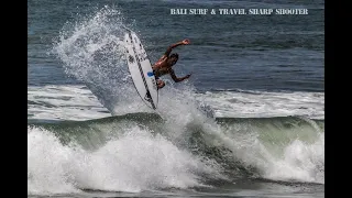 Surfing at Canggu beach break in Bali. Feb 16 2021