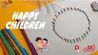 | Happy Children in 2024 | Kids Drawing | DIY | It's super easy and perfect for kids, step by step!