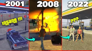 Car vs Gas Station in GTA Games ( Evolution ) | Evolution of Gas Station in GTA Games ( 2001 - 2022)