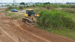 INCREDIBLE!! Bulldozer SHANTUI Use Powerful Working Pushing Clearing The Soil & Dump Truck 5 ton