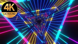 10 Hour 4k TV VJ Loop Tringle Relaxing Neon tunnel  Live wallpaper,  No sound, Abstract art Video 4K