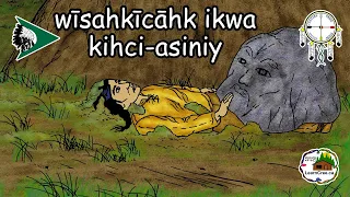 "wīsahkīcāhk ikwa kihci-asiniy," "wīsahkīcāhk and the Rock" in Woodland Cree