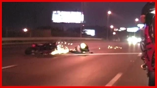 Motorcycle Accident Wheelie Crash on the Highway Insane Crash 2015