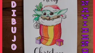 COMO DIBUJAR a BABY YODA navideño facil paso a paso