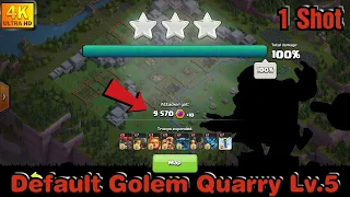 ONE SHOT default Golem Quarry Lv.5 in a raid!🎉Easy to practice⭐⭐⭐(4K)(Clash of Clans)