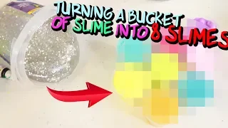 1 STORE BOUGHT SLIME BUCKET INTO 8 HOME MADE SLIMES! Slimeatory #484