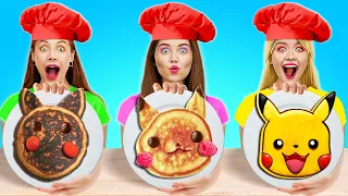 PIKACHU NEL TUO PIATTO || Disegnare Personaggi Famosi! Pancake Challenge di 123 GO! FOOD