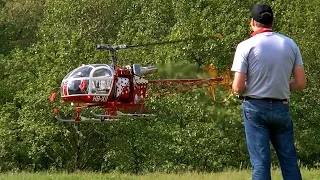 GIGANTIC RC LAMA SA 315B AIR ZERMATT TURBINE SCALE MODEL HELICOPTER FLIGHT DEMONSTRATION