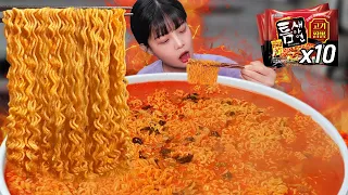 Subscriber requests rush! Eat 10 Spicy Ramen of Hell🔥Spicy ramen eating show mukbang