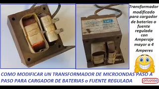 MODIFICAR UN TRANSFORMADOR DE MICROONDAS PARA CARGADOR DE BATERÍAS O FUENTE REGULADA PASO A PASO