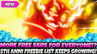*MORE FREE SSRS FOR EVERYONE!?* 350+ FREE GEMS!? THE 5TH ANNI FREEBIES KEEP GROWING (7DS Grand Cross