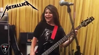 12-year-old son of ROBERT TRUJILLO rocking CLIFF BURTON Signature Aria Bass