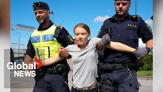 Greta Thunberg forcibly removed by police at climate protest — again