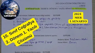 10. Sınıf Coğrafya 2. Dönem 1. Yazılı Örneği Çözümü 1. senaryo