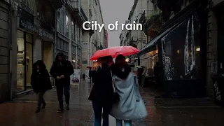 Bordeaux, The City of Rain / 4K Walking in Heavy Rain Walk tour compilation