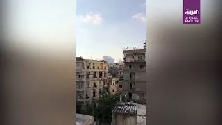 Moment second explosion rocks Port of Beirut