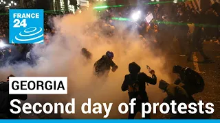 Protesters clash with police in Georgia for second day over new ‘foreign agents’ law