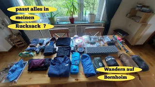 Rucksack Load in, Vorbereitung einer 10 tägigen Wanderung auf Bornholm