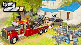 MINI-VAN REPO FROM HOARDER HOUSE! (OWNER CHASES US DOWN!) | FARMING SIMULATOR 2019