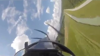 Flight at very low altitude of a turboprop Pilatus PC9