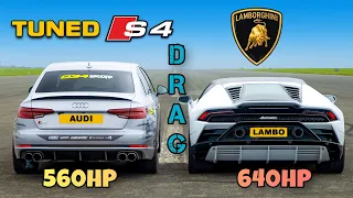 Audi Tuned s4 vs Lamborghini Huracan drag race 🔥.