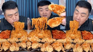 Mukbang ASMR delicious Food | Eating Spicy chicken wing root, Turkey noodles