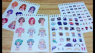 Thiết kế sticker váy học sinh, đồ hóa trang tí hon bằng giấy cute/Tạo người mẫu tí hon bằng giấy