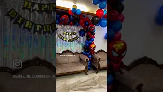 Spiderman theme Balloon Decoration #balloons #ballooncake #1stbirthdaydecorations #event #birthday