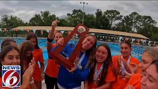 Seminole High School girls water polo team celebrates state championship