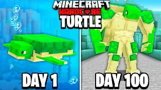 I Survived 100 Days as a TURTLE in Hardcore Minecraft!