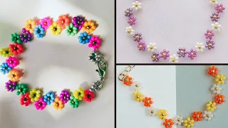 أسهل طريقة لعمل أسورة الورود بالخرز / ورد بالخرز /ورد بخرز البذور /اصنعيها بنفسك/ flower beaded/diy