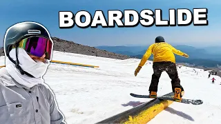 Teaching How To Boardslide a Down Tube - Snowboard Tricks