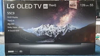 LG 2019 OLEDC9 4K HDR Unboxing and Setup with Retail DEMO and Test 55 OLED C9