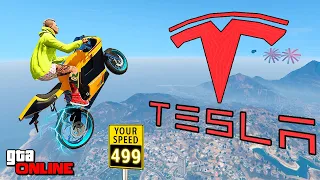 I'm seeing this for the first time... THE REAL TESLA AND THE MOST GLIDE AND SLIDE IN GTA 5 ONLINE