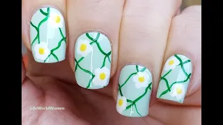 Pastel Green NAIL ART / Super Easy Delicate FLOWER NAILS Design / Spring 2022