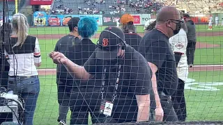 James Hetfield nervous before throwing the ball. ￼Giants Game, 05/24/22.